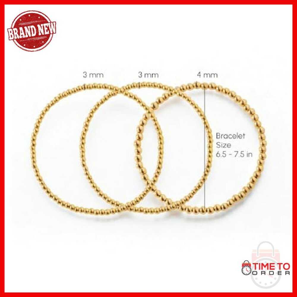 Sterling Silver Beaded Bracelet Stack Set, Stretc… - image 5